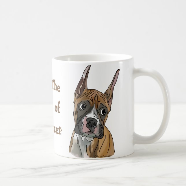 Perky Red Fawn Boxer Dog Coffee Mug (Right)