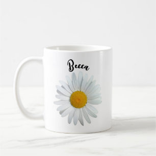 Perky White Daisy Flower Personalised Mug