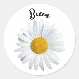 Perky White Daisy Flower Personalised Sticker