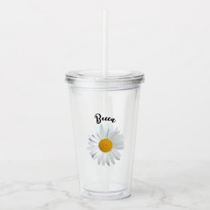 Perky White Daisy Flower Personalized Tumbler