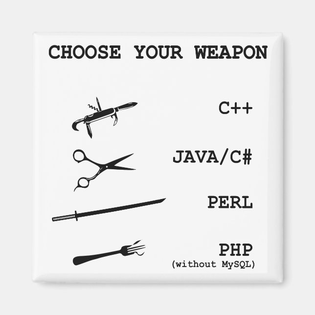 Perl, Java, C Sharp, Php, C++ Programming Language Magnet (Front)