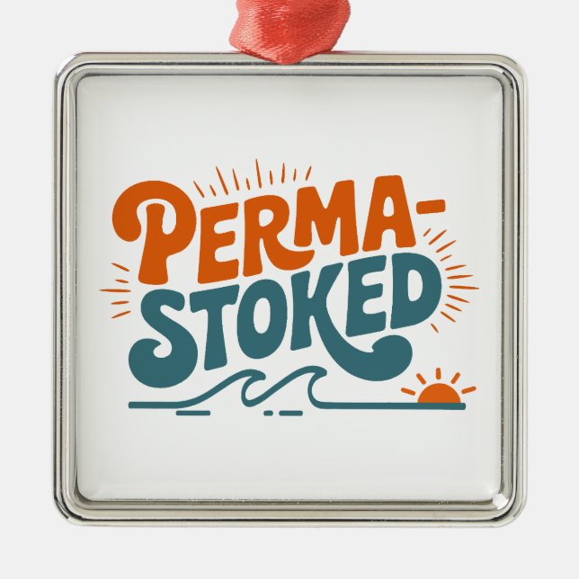 Perma-Stoked Waves Metal Tree Decoration (Front)
