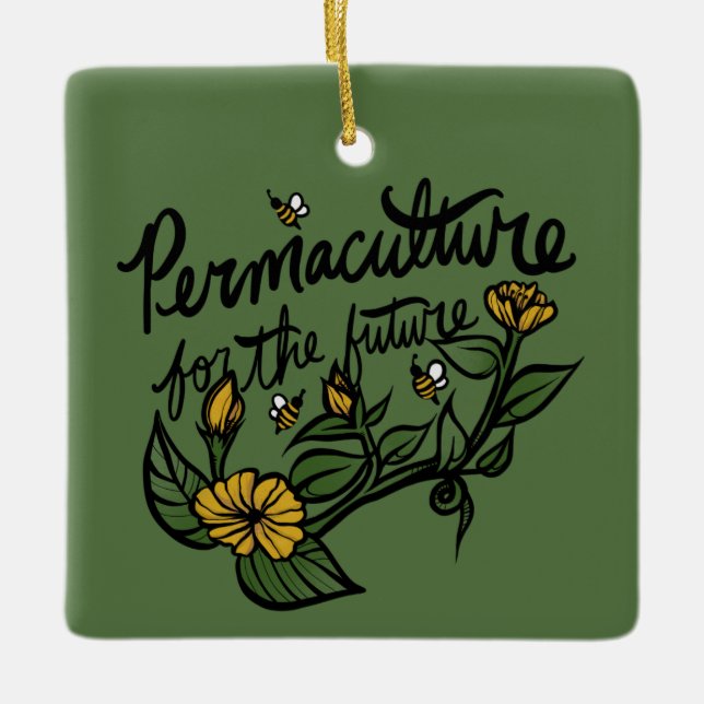 Permaculture for the future ceramic ornament (Front)