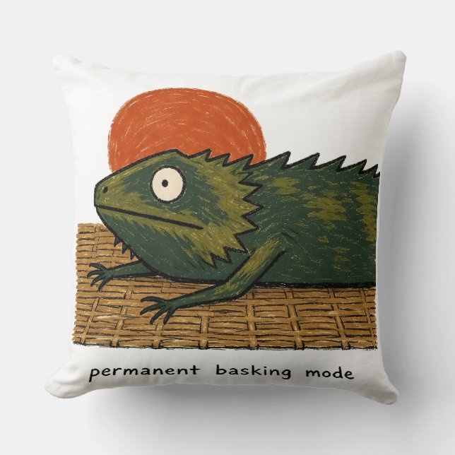 Permanent Basking Mode Bearded Dragon Art Cushion (Front)