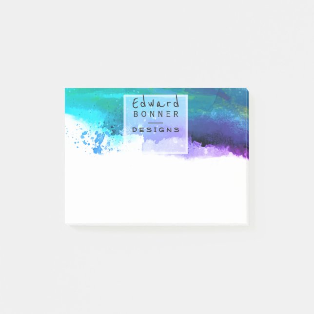 Permanent Green Watercolor Professional Business Post-it Notes (Front)