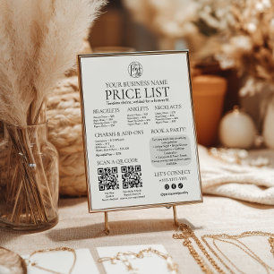 Permanent Jewelry Display Price List QR code Menu Poster