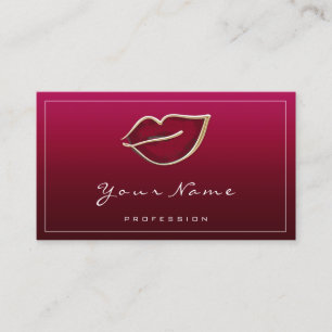 Permanent Makeup Beauty Kiss Lips QR LOGO Red   Business Card