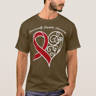 Permanently Disabled Awareness Heart Ribbon Gift V T-Shirt