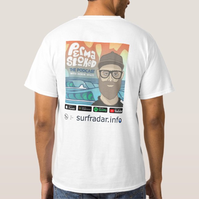 Permastoked + surfradar.info men's T-Shirt (Back)