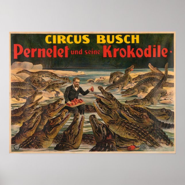 Pernelet and His Crocodiles Busch Circus Poster (Front)