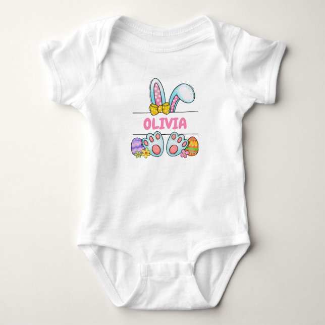 Peronalizable Easter Bunny Cute T-Shirt Baby Bodysuit (Front)