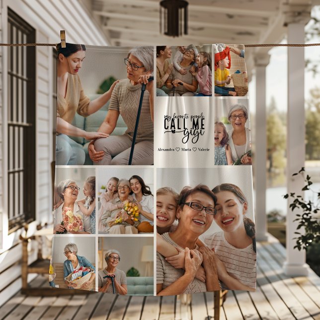 Peronalized 9 Photo Gigi Gift Fleece Blanket (Creator Uploaded)