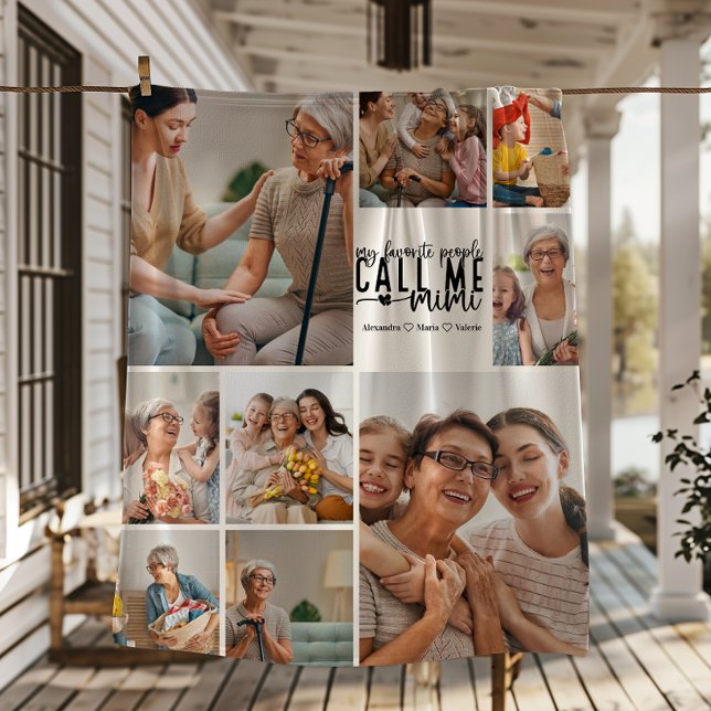 Peronalized 9 Photo Mimi Gift Fleece Blanket (Creator Uploaded)