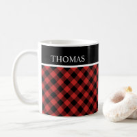Peronalized Black Red Gingham Custom Name