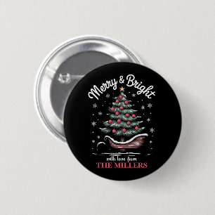 Peronalized Christmas Sleigh Tree Merry & Bright 6 Cm Round Badge