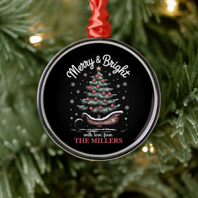 Peronalized Christmas Sleigh Tree Merry & Bright  Metal Tree Decoration (Tree)