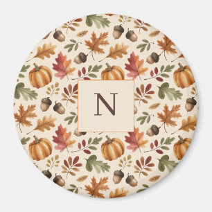 Peronalized Fall Earthy Orange Watercolor Leaves Magnet