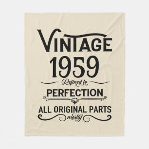 Perosnalized vintage 65th birthday black and white fleece blanket