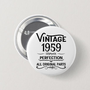 Perosnalized vintage 65th birthday party 6 cm round badge