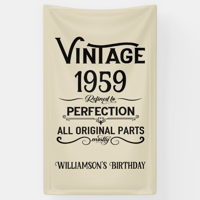 Perosnalized vintage 65th birthday party banner (Vertical)