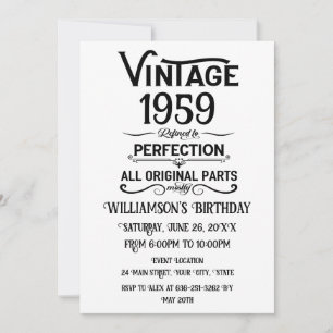 Perosnalized vintage 65th birthday party invitation