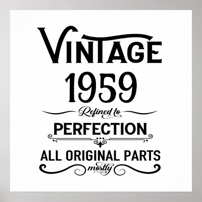 Perosnalized vintage 65th birthday party poster (Front)