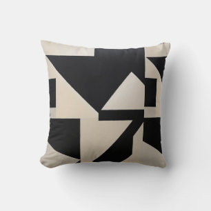 "Perpendicular Void – Suprematist-Inspired Black a Cushion