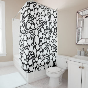 Perpetual Ant Farm v2 - White on Black  Shower Curtain