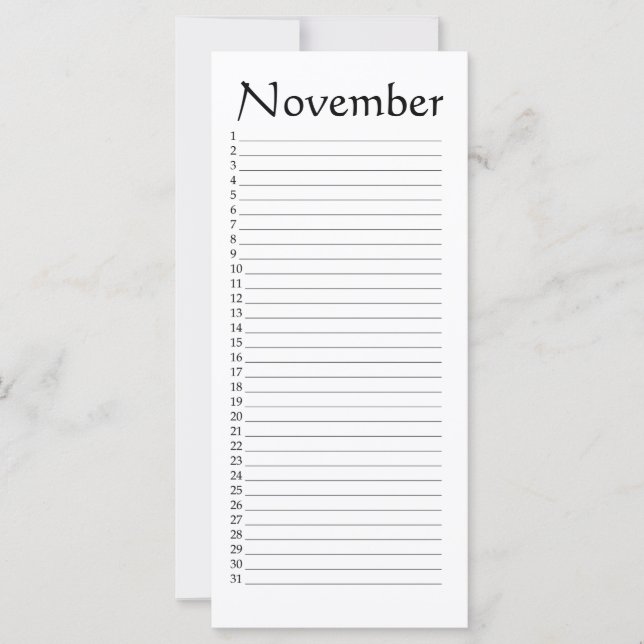 Perpetual Calendar November (Front)