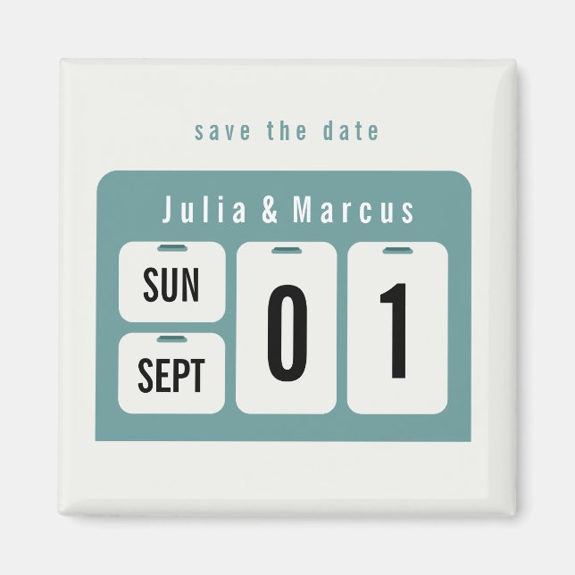 Perpetual Calendar Save the Date Wedding Magnet (Front)