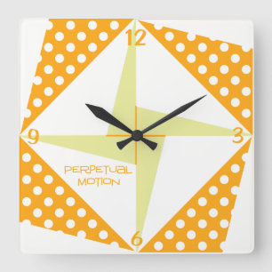 Perpetual Motion- Orange Square Wall Clock