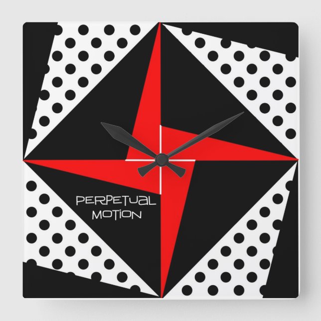 Perpetual Motion Red/Black Square Wall Clock (Front)