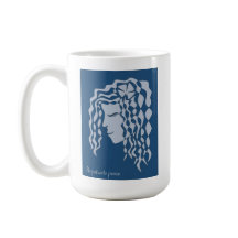 Perpetual Peaceful Woman Blue Teal Line Art Mug