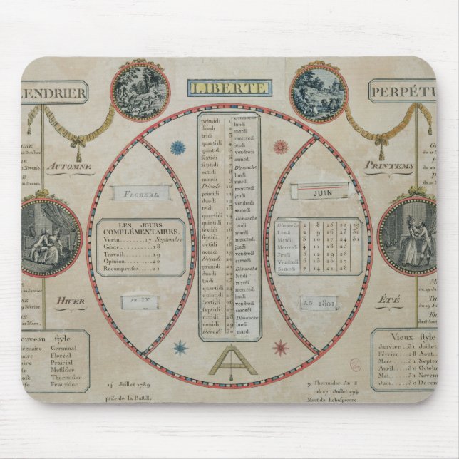 Perpetual Republican Calendar, June 1801 Mouse Pad (Front)
