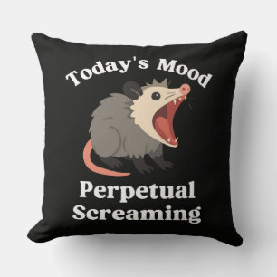 Perpetual Screaming Opossum Funny Chaos Mood Desig Cushion