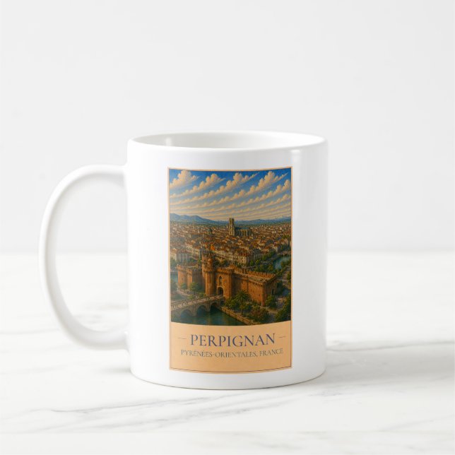 Perpignan, France – Vintage Travel Mug (Left)