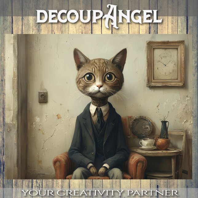 Perplexed Cat William in the Lounge - Decoupage - Tissue Paper (Creator Uploaded)