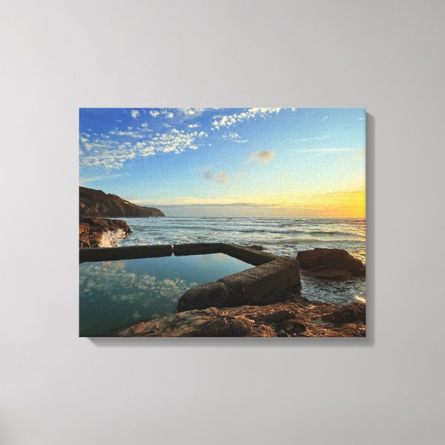 Perranporth Beach Pool at Sunset Canvas Print (Front)
