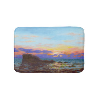 Perranporth beach sunset bath mat