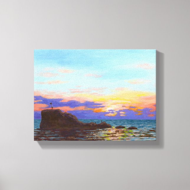 Perranporth beach sunset canvas print (Front)