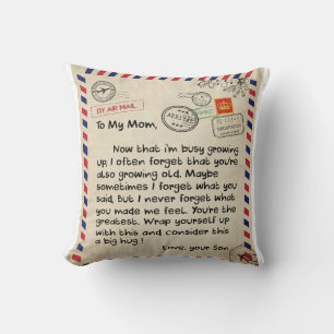 Persaonal Letter To My Mum From Son, Mum Birthday Cushion
