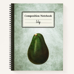 Persea Avocado Illustration Personalised Comp Notebook