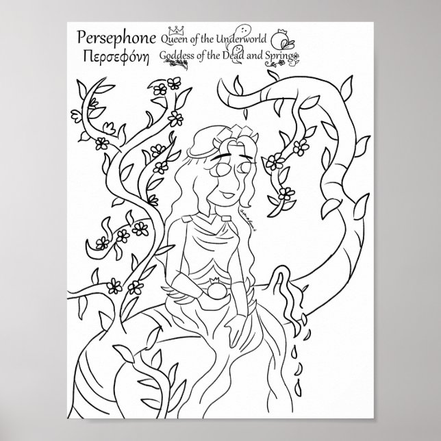 Persephone Colouring Page Print (Front)