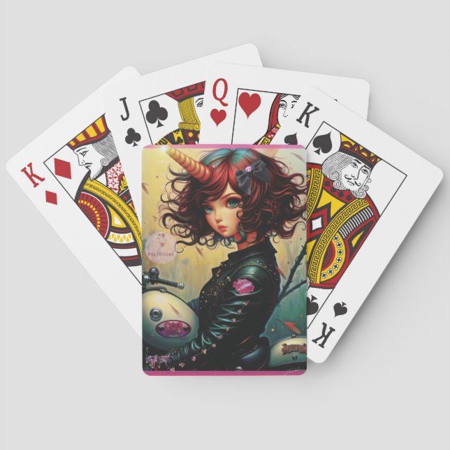 Persephone Unicorn Biker Playing Cards (Back)