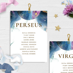 Perseus Celestial Seating Plan Card w/ Guest Names