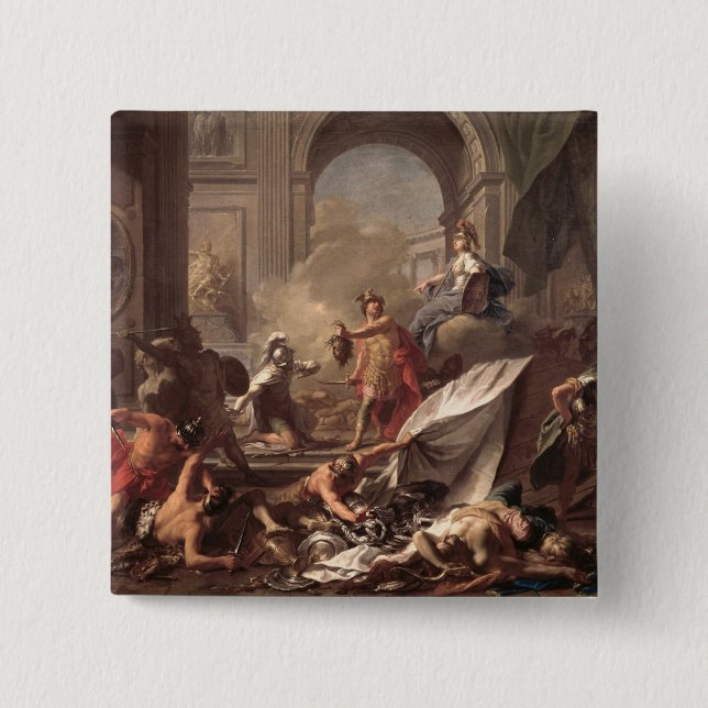 Perseus, under the protection of Minerva 15 Cm Square Badge (Front)