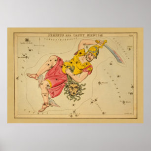 Perseus - Vintage Astronomical Star Chart Image