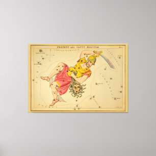 Perseus - Vintage Astronomical Star Chart Image Canvas Print