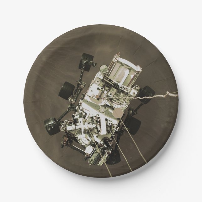Perseverance Arrives at Mars Paper Plate (Front)