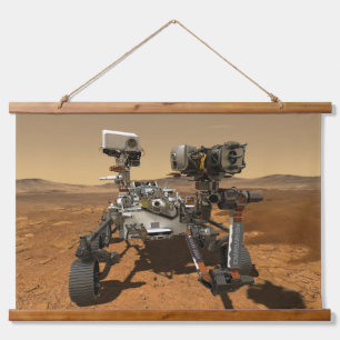 Perseverance Rover Operating On Surface Of Mars. Hanging Tapestry